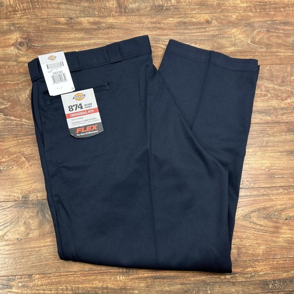 Dickies 874 Work Pants Men's Size 48 X 30 Navy Blue Original Fit‎ Flex NEW - Picture 1 of 10